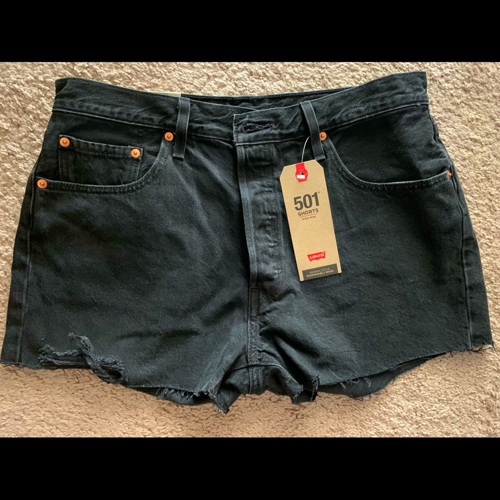 Levi’s Black High Waisted Jean Short 501
